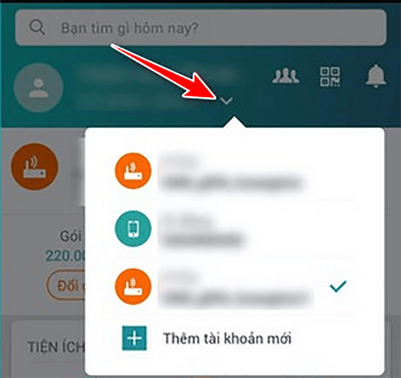 Chọn hợp đồng Internet đã đăng ký muốn đổi mật khẩu