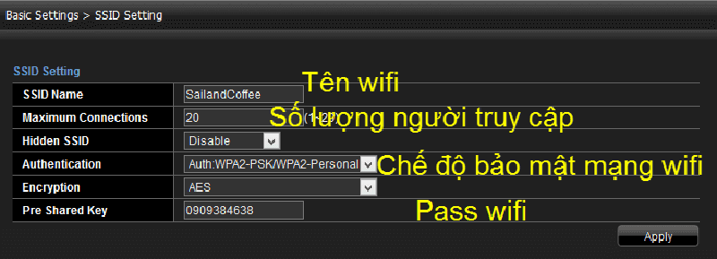 Thay đổi mật khẩu wifi
