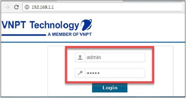 Truy cập giao diện quản trị 192.168.1.1 VNPT